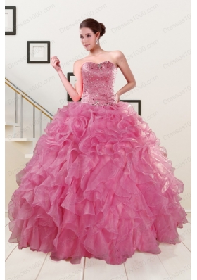 Pink 2015 New Style Quinceanera Dresses Sweetheart with Ruffles