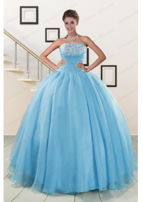 most popular Aqua Blue Super Hot Puffy  Quinceanera Gowns for 2015