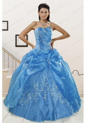 fashionable Baby Blue 2015 Quinceanera Dresses with Embroidery