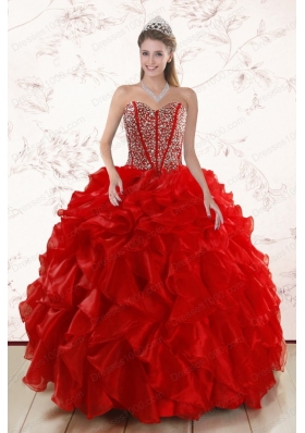 fashionable Red Quinceanera Dresses With  Beading and Ruffles for 2015