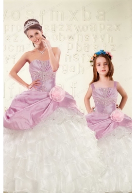 2015 Appliques and Ruffles Lilac Princesita Dress with Hand Made Flowers