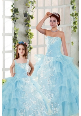 2015 Elegant Appliques and Ruffles Princesita Dress in Baby Blue