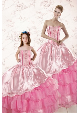 Wonderful Embroidery and Ruffles 2015 Princesita Dress in Pink