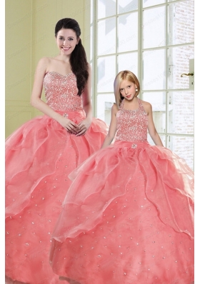 2015 Ruffles Watermelon Red Princesita Dress with Sequins