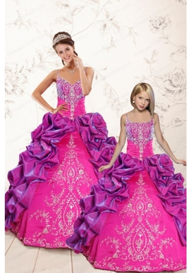 Classic Ball Gown Embroidery Court Train Princesita Dresses in Purple