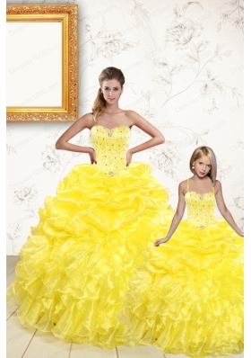 Sweetheart Beading and Ruffles 2015 Brand New Yellow Princesita Dress