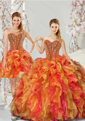 Detachable Beading and Ruffles Quinceanera Dresses in Multi Color