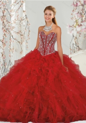 Most Popular and Detachable Beading and Ruffles Red Dresses for Quinceanera