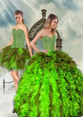 Detachable and Fashionable Beading and Ruffles Multi Color Dresses for Quince