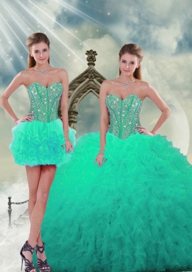 2015 Beading and Ruffles Detachable and Vestidos de Quinceanera Dresses