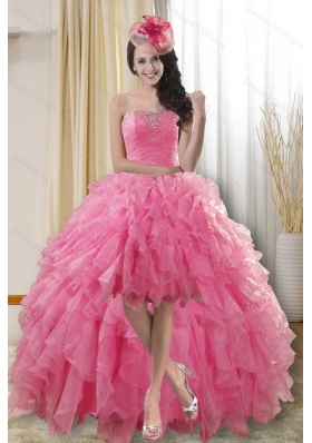 Pretty High Low Dresses for Quinceanera with Ruffles and Beading