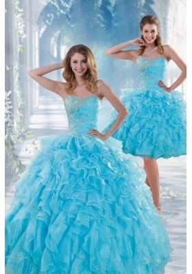 2015 Beautiful Baby Blue Sweet 16 Dresses with Beading and Ruffles