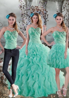 2015 New Style Aqua Blue Quinceanera Dresses with Beading and Ruffles
