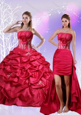 Detachable Appliques and Pick Ups Quinceanera Dress in Red