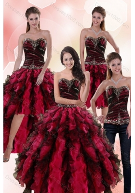 Designer Multi Color Dresses for Quince with Ruffles and Beading