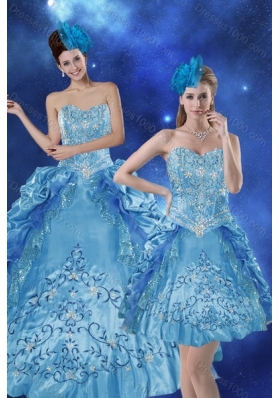 Beautiful Teal 2015 Quince Dresses with Embroidery and Pick Ups