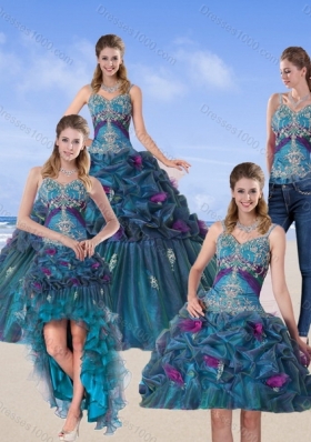 2015 Fashionable Multi Color Quinceanera Gown with Hand Made Flower and Pick Ups