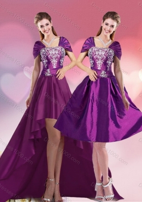 Fashionable High Low Embroidery Prom Gown for 2015
