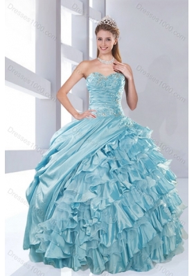 Fashionable Sweetheart Beading Aqua Blue Quinceanera Dresses in Taffeta for 2015