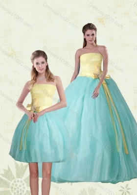 2015 Perfect Strapless Multi Color Quinceanera Gown with Bowknot