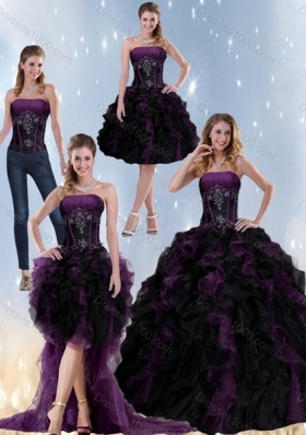 Exclusive Multi Color Strapless Quinceanera Dresses with Beading and Ruffles