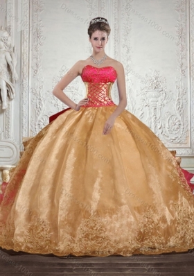 Luxurious Strapless Multi Color Quinceanera Dress with Beading and Embroidery