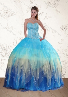 New Style Sweetheart Multi Color Quinceanera Dress with Ruffles and Beading