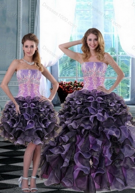 2015 New Style Elegant Appliques and Ruffles Quinceanera Dresses in Multi Color