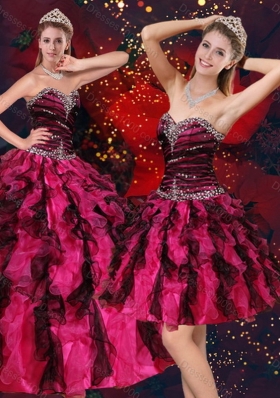 New Style Pretty Multi Color Sweetheart Quince Dresses with Beading and Ruffles