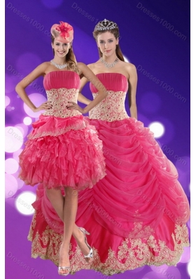 2015 Exquisite Hot Pink Sweet Sixteen Dresses with Beading and Lace