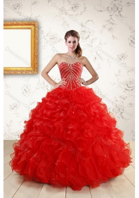 2015 Fashionable New Style Sweet Sixteen Dresses With Beading and Ruffles