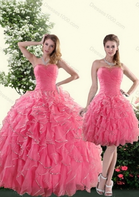 Beautiful Strapless Paillette Sweet Sixteen Dresses in Rose Pink for 2015