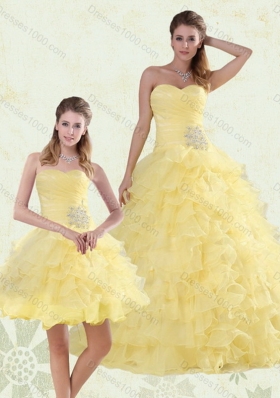 Beaded and Ruffled Sweetheart Quinceanera Dress in Yellow