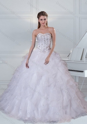 Detachable Sweetheart White Quinceanera Dress with Ruffles and Beading