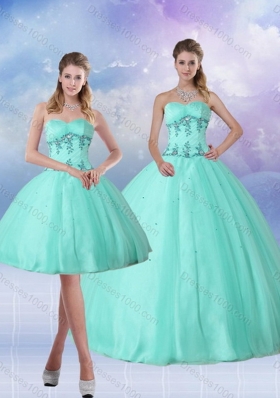Perfect Apple Green Quince Dress with Appliques and Beading
