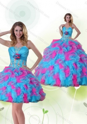 Strapless Detachable Quinceanera Dress with Appliques and Ruffles