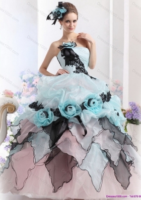 Ruffles Multi Color 2015 Quinceanera Dresses with Hand Made Flowers