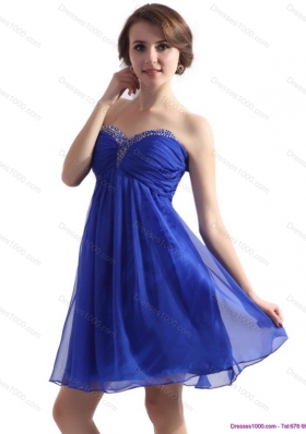 Sexy Sweetheart Ruffled Blue 2015 Prom Dresses with Beading