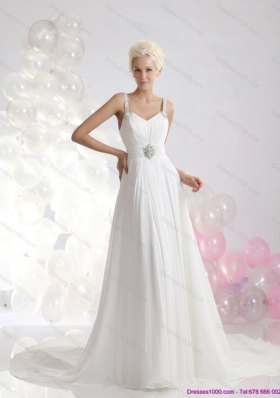 Perfect 2015 Empire Wedding Dress with Ruching and Beading