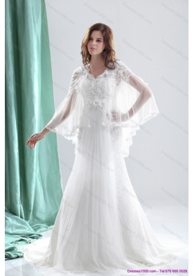 Perfect 2015 V Neck Wedding Dresses with Beading and and Ruching