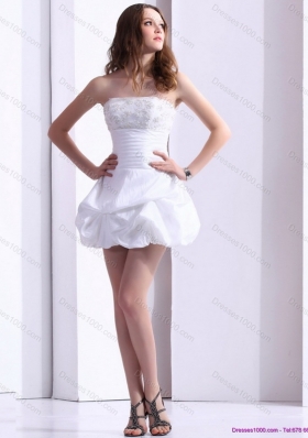 2015 Perfect Strapless Lace Wedding Dress with Mini Length