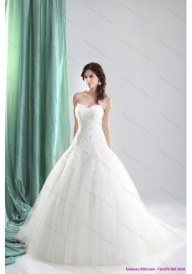 2015 Perfect Sweetheart A Line Wedding Dress with Appliques