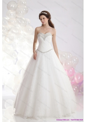 2015 Perfect Sweetheart A Line Wedding Dress with Beadings