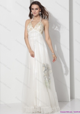 Perfect Halter Empire Wedding Dress with Appliques for 2015