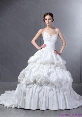 2015 Top Selling Sweetheart Wedding Dress with Lace and  Pick Ups