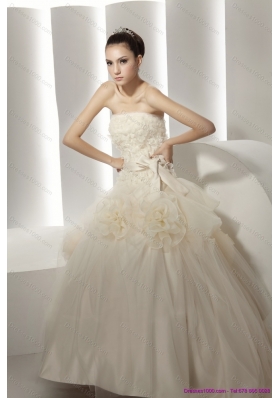 Top Selling Ruffled White Wedding Dresses with Rolling Flowers
