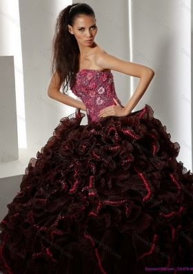 2015 Modest Multi Color Quinceanera Gowns with Ruffles and Appliques