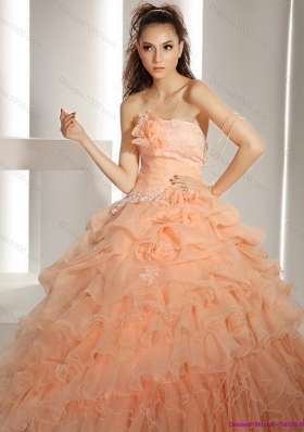 2015 New Style Quinceanera Dresses with Hand Made Flowers and Ruffled Layers