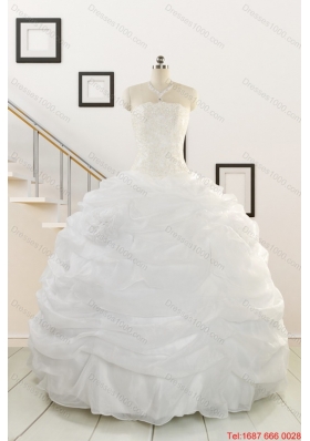Puffy White Beading Quinceanera Dresses for 2015