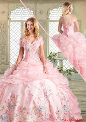 Spring Pretty Floor Length Sweet 16 Dresses with Appliques and Pick Ups